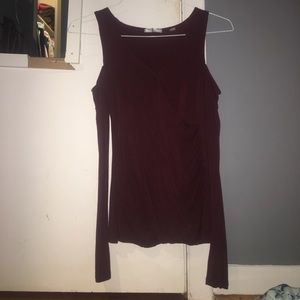 cold shoulder maroon Abercrombie shirt